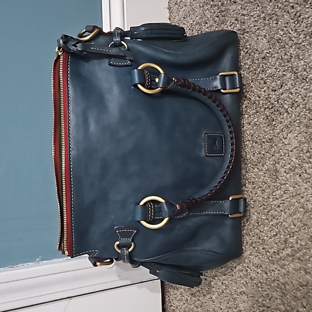 Dooney Bourke Florentine Leather Satchel Blue Denim. Very good!